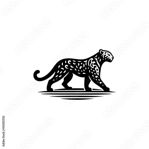 Leopard vector logo silhouette design, clean and bold big cat graphic for identity and branding  