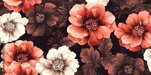 Artistic wallpaper designs featuring drawn and painted florals.