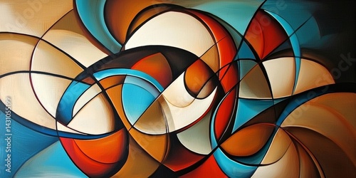 Colorful Shapes Interwoven on Canvas Surface