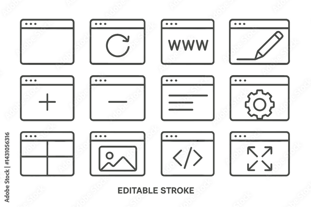 Vector icon set featuring various web and interface elements for digital applications design Vector icon set featuring various web and interface elements for digital applications design