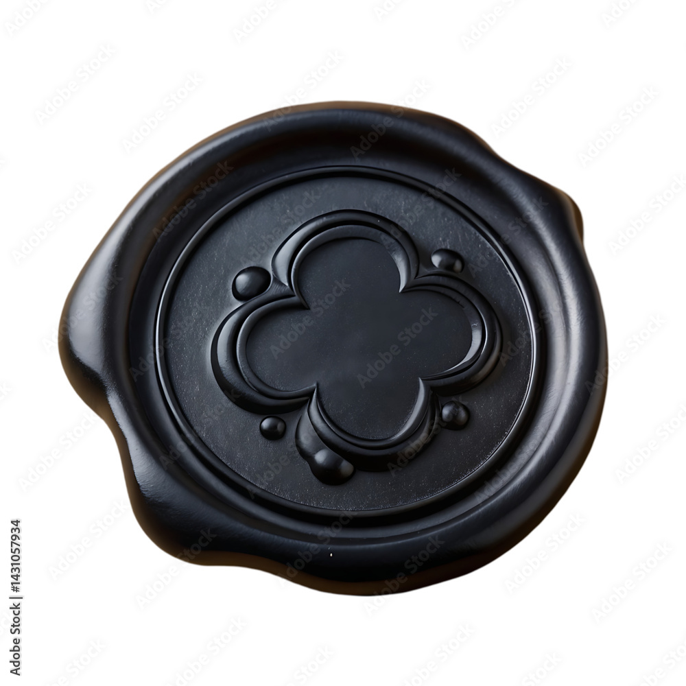 Black Wax Seal Stamp: Elegant Design, High-Resolution Image
