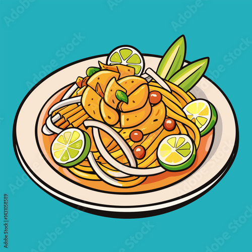 Som Tum. A Vibrant Thai Papaya Salad Illustration