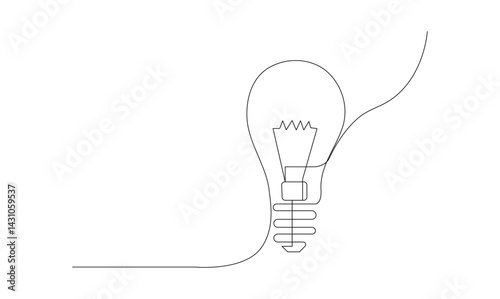 Vector continuous one simple single abstract line drawing of Light bulb creativity concept isolated on a white background