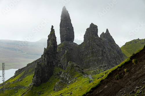 Misty skies and dramatic rock formations at The Storr, Isle of Skye. A breathtaking landscape of pure adventure, solitude, and raw nature perfect for trekking and unforgettable exploration.
