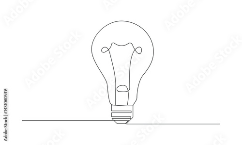 Vector continuous one simple single abstract line drawing of Light bulb creativity concept isolated on a white background