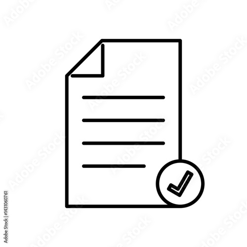 Approved Document: A vector illustration of a document with a check mark icon, symbolizing validation, confirmation, and agreement. Perfect for themes of approval, compliance, and successful outcomes.