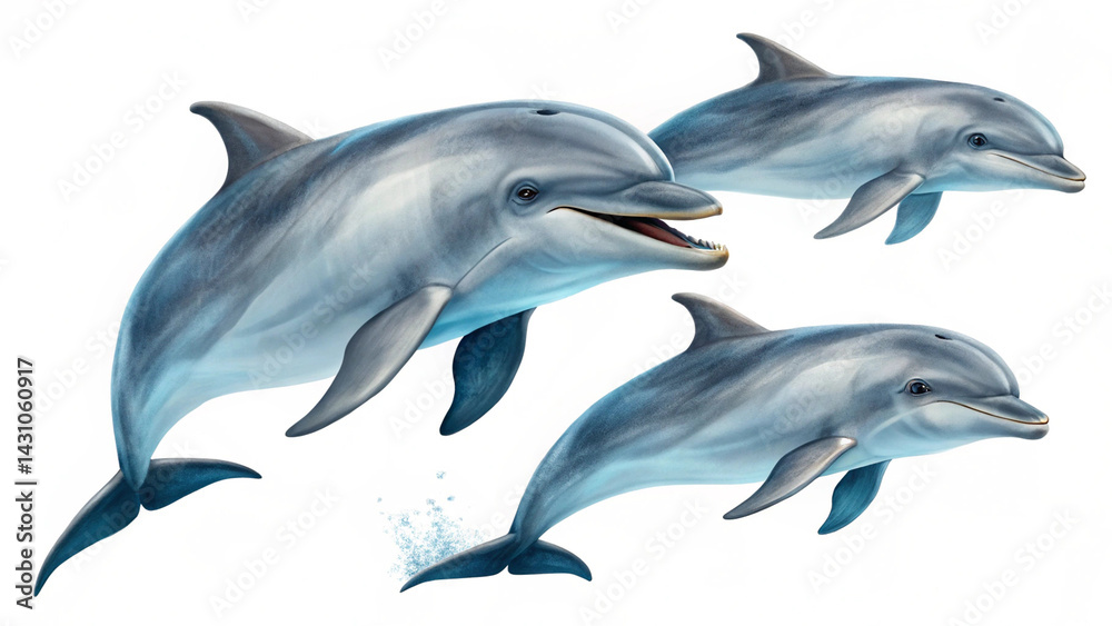 Fototapeta premium Stunning Dolphin Graphics on White Canvas