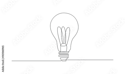 Vector continuous one simple single abstract line drawing of Light bulb creativity concept isolated on a white background