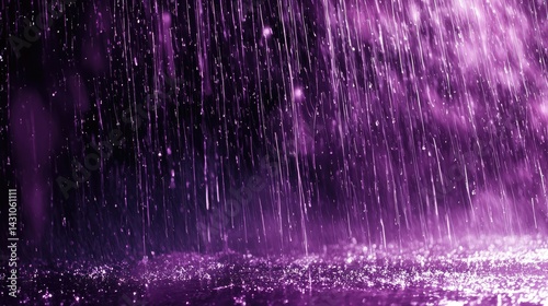 A dramatic, mystical depiction of a purple rain shower.