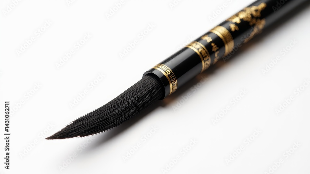 Fototapeta premium Chinese Calligraphy Brush Against White Background