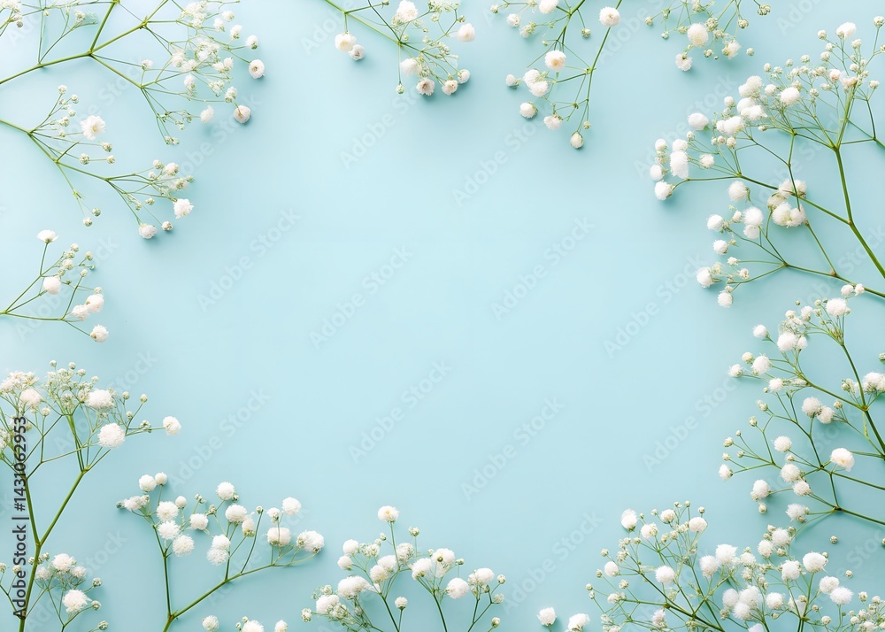 Delicate Baby's Breath Flowers on a Soft Blue Background
