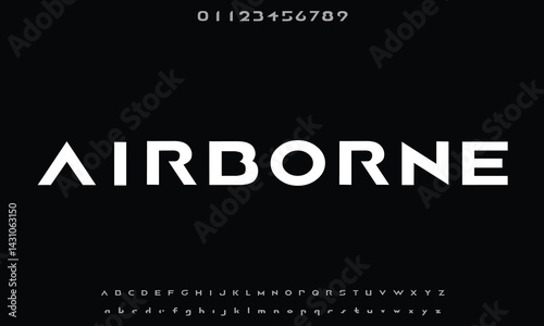 AIRBORNE GP vector font alphabet with numbers