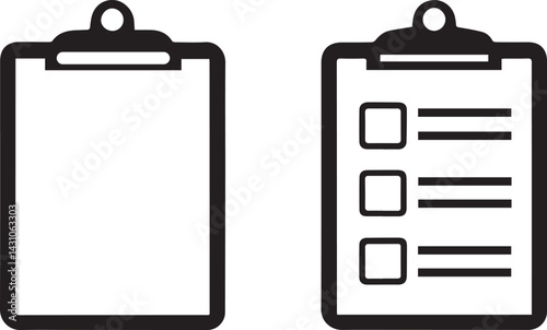 Two Empty Clipboard with Checklist Illustrations