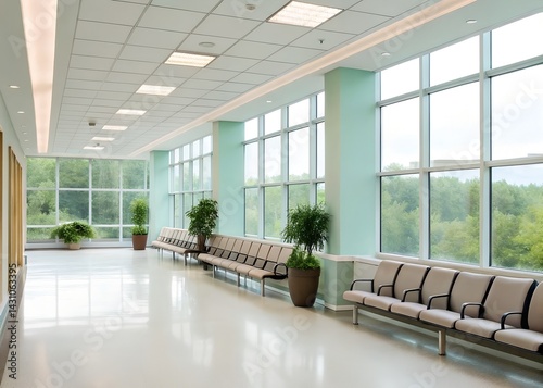 Obraz na płótnie Serene Modern Hospital Waiting Area A Vision of Calm and Cleanliness w salonie