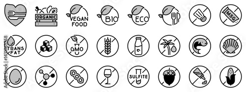 Icons in two tones about badge food