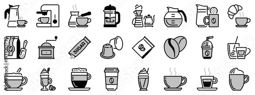 Icons in two tones about coffee