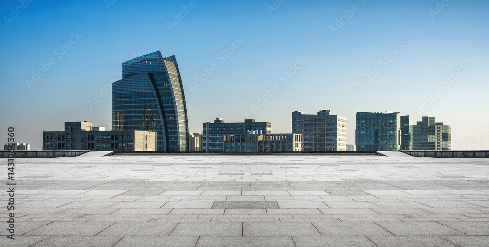 Modern Urban Cityscape with a Clear Horizon View from Rooftop