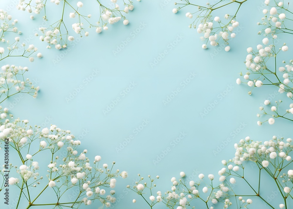 Delicate Baby's Breath Flowers on a Soft Blue Background