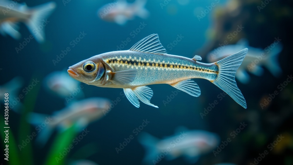 Fototapeta premium Dwarf Rasbora Fish Swimming In Aquarium