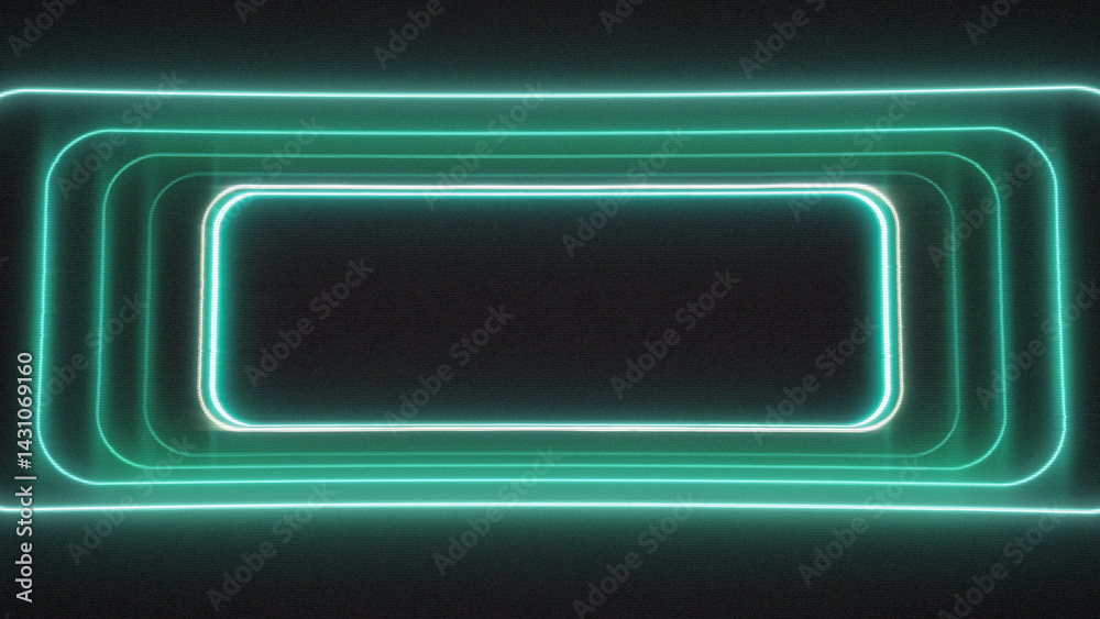 Fototapeta premium Glowing Neon Retro Light Rectangles Tunnel - Futuristic Abstract Animation