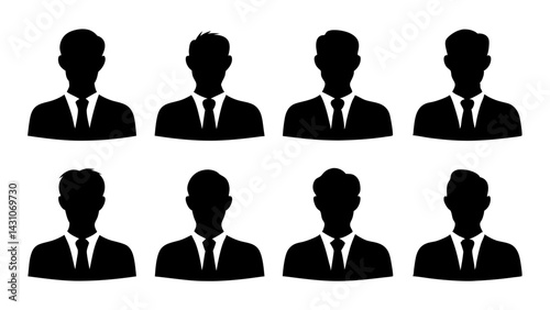 set of Businessman silhouette vector on white background