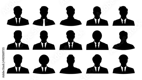 set of Businessman silhouette vector on white background