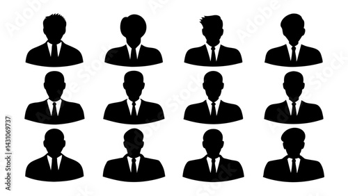 set of Businessman silhouette vector on white background