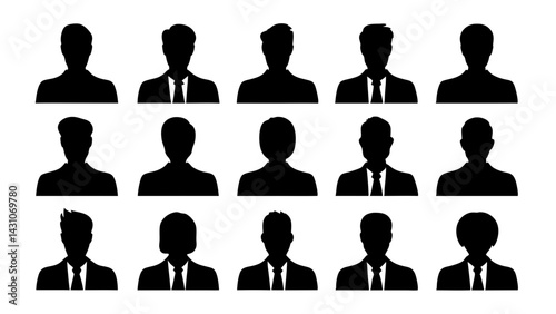 set of Businessman silhouette vector on white background