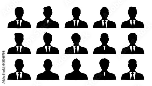 set of Businessman silhouette vector on white background