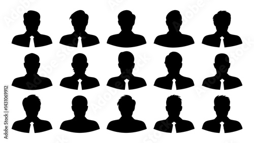set of Businessman silhouette vector on white background