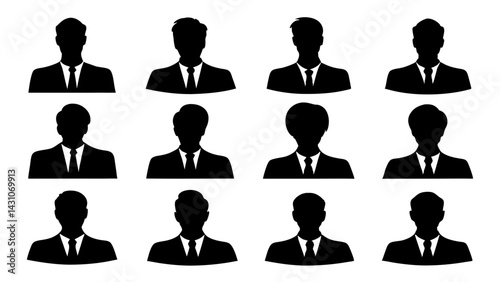 set of Businessman silhouette vector on white background