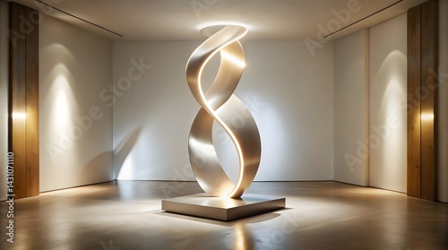 Obraz na płótnie Abstract Metal Sculpture in Modern Interior w salonie