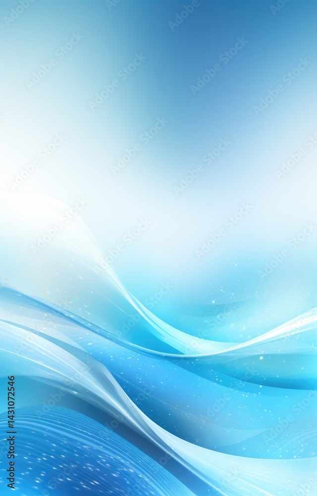 Fototapeta premium Abstract blue background with wavy lines and soft light effects on a white background, technology concept. 
