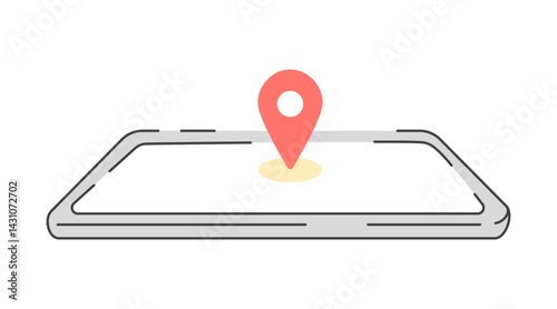スマホに位置情報が出ているイラスト　ベクター
