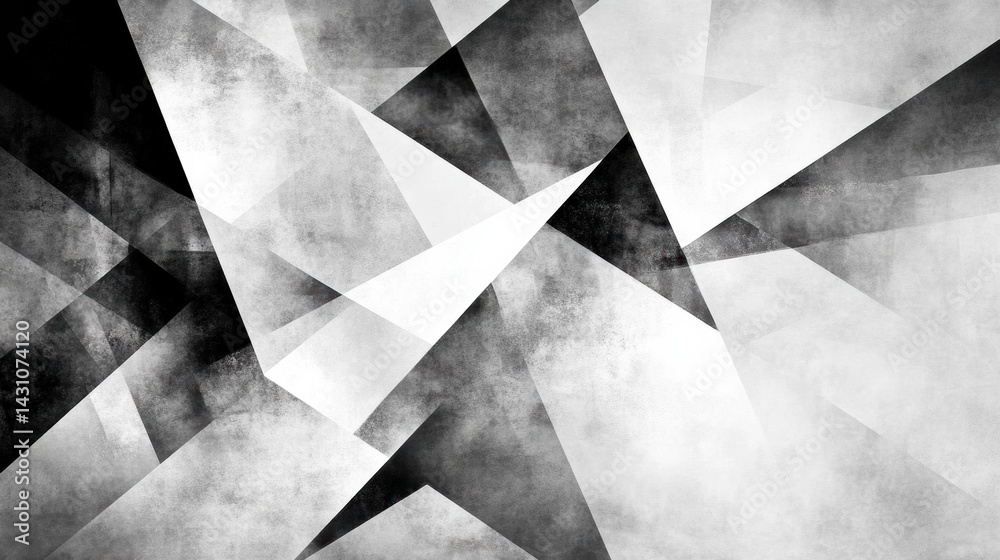 Exploring Abstract Cubism With Geometric Shapes in Black and White Fragmented Art Design Generative AI