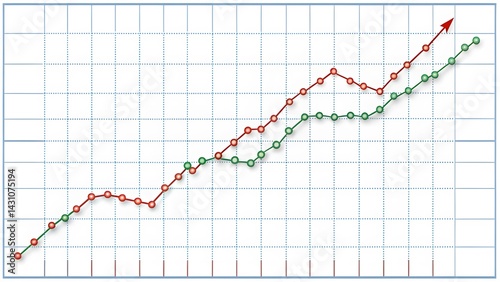 Obraz na płótnie Upward Trend Chart, Dual Line Graph, Data Visualization w salonie