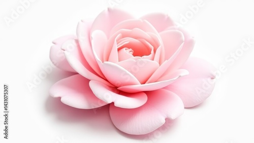Single Pink Camellia Flower Close-up Isolated