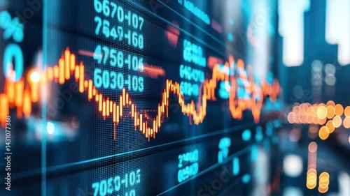 Wallpaper Mural Close-up of a financial graph displaying market trends and stock data with dynamic movements in a digital format. Torontodigital.ca