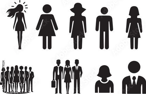 People icons Silhouette Set