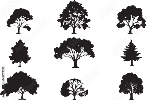 Collection of Tree Silhouettes for Design and Presentations
