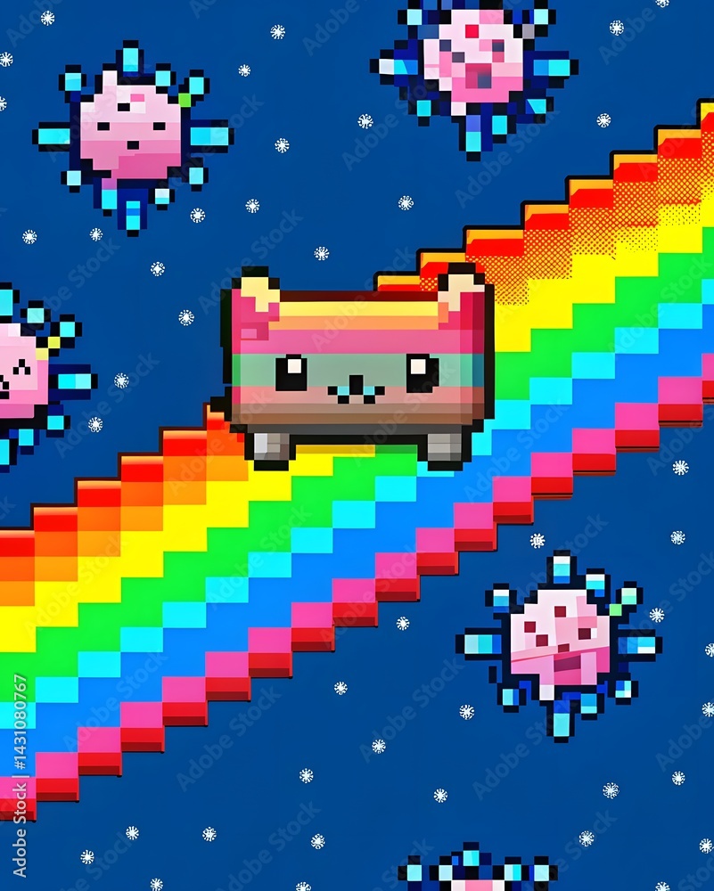 Pixel Art Rainbow Cat