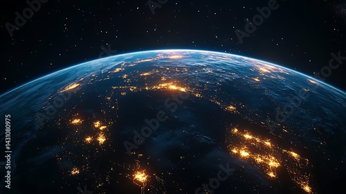 Satellite orbiting Earth glowing signals global communication space technology