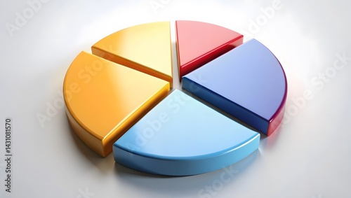 Obraz na płótnie 3D Pie Chart Segmentation Data Visualization w salonie