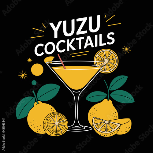 Yuzu Cocktail Night Drink Design