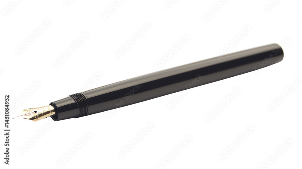 Elegant Black Fountain Pen on Transparent Background for Professional Use Elegant Black Fountain Pen on Transparent Background for Professional Use