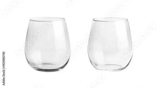 Elegant Stemless Wine Glass Mockup on Transparent Background