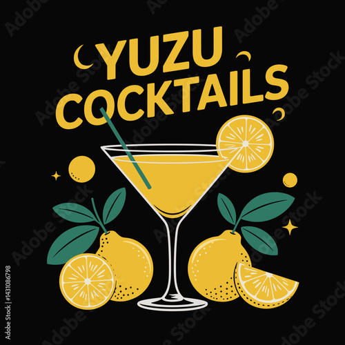 Yuzu Cocktail Night Drink Design