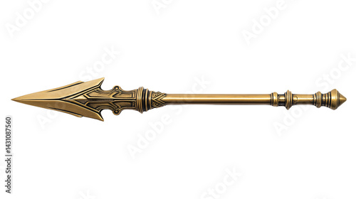 Golden Spear Isolated on Transparent Background for Professional Projects