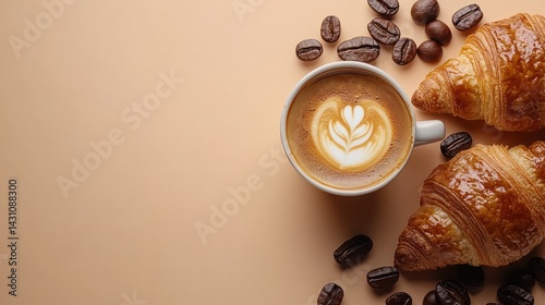 Cappuccino and Croissants photo