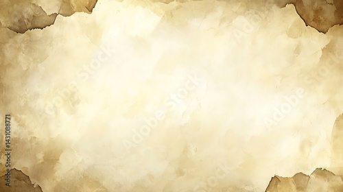 Aged parchment effect background with rough edges and soft watercolor texture